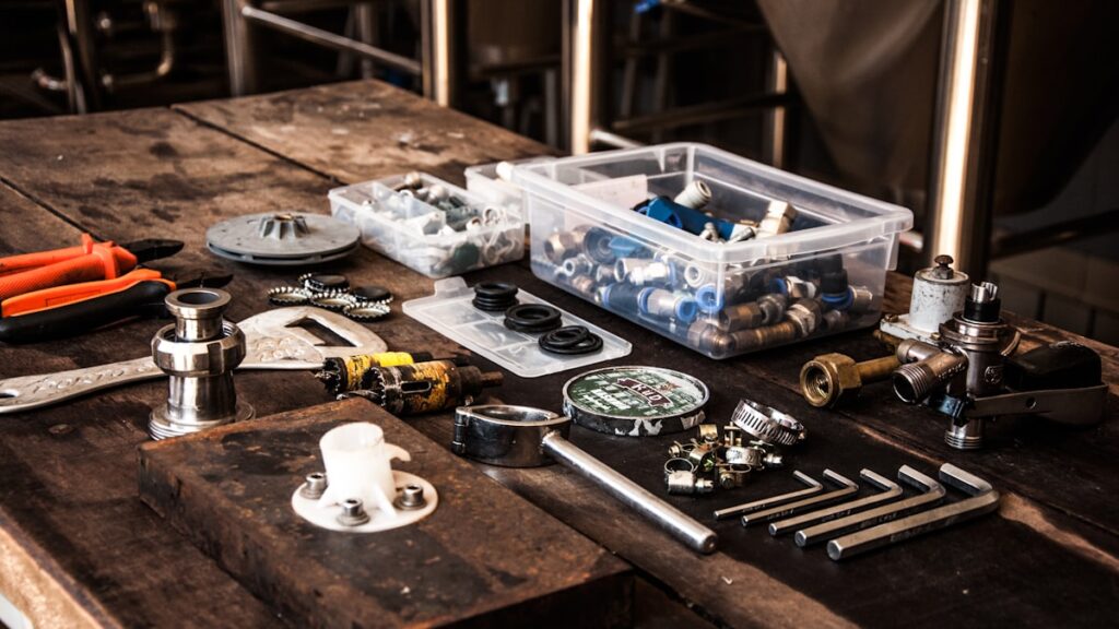 flat lay photography of assorted-color mechanical tool set