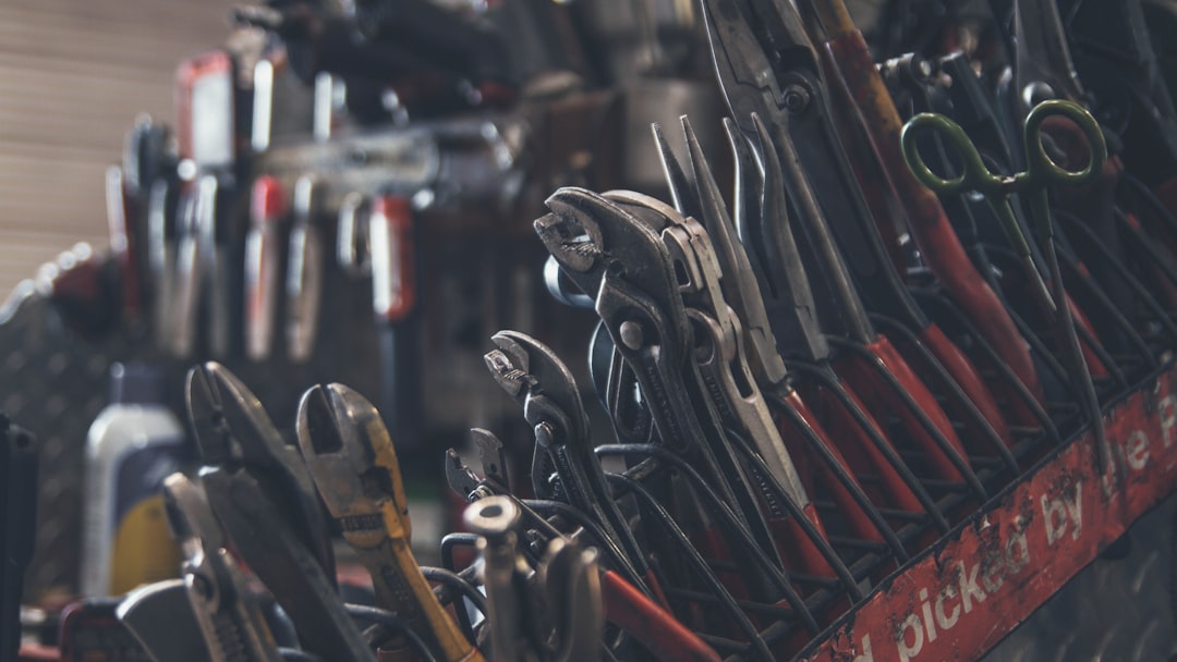 selective focus photography of mechanics tool lot