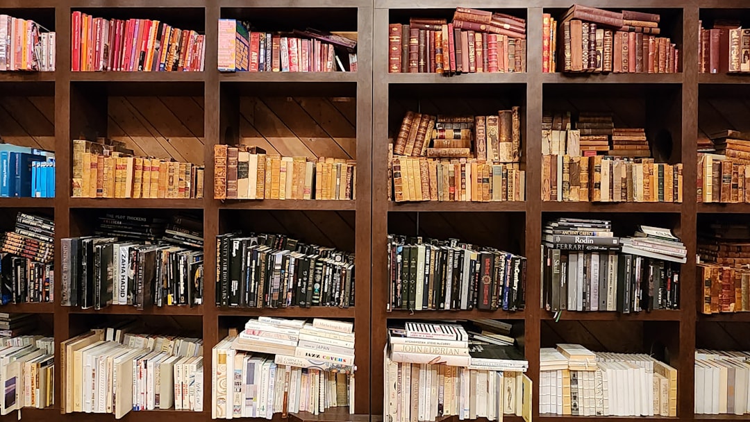 a book shelf filled with lots of books